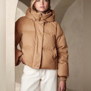 Banana Republic Alps Oversized Camel Hooded Puffer Jacket XL Down-Fill Coat
